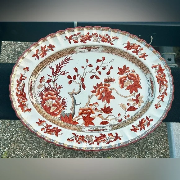 Vintage Discontinued Spode Copeland INDIAN TREE Scalloped Oval